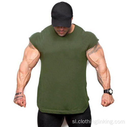 Fitness majice za moške slim bombažne fit